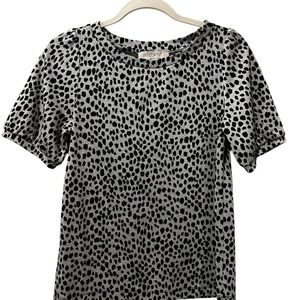 Loft‎ Black + white animal print top  XS